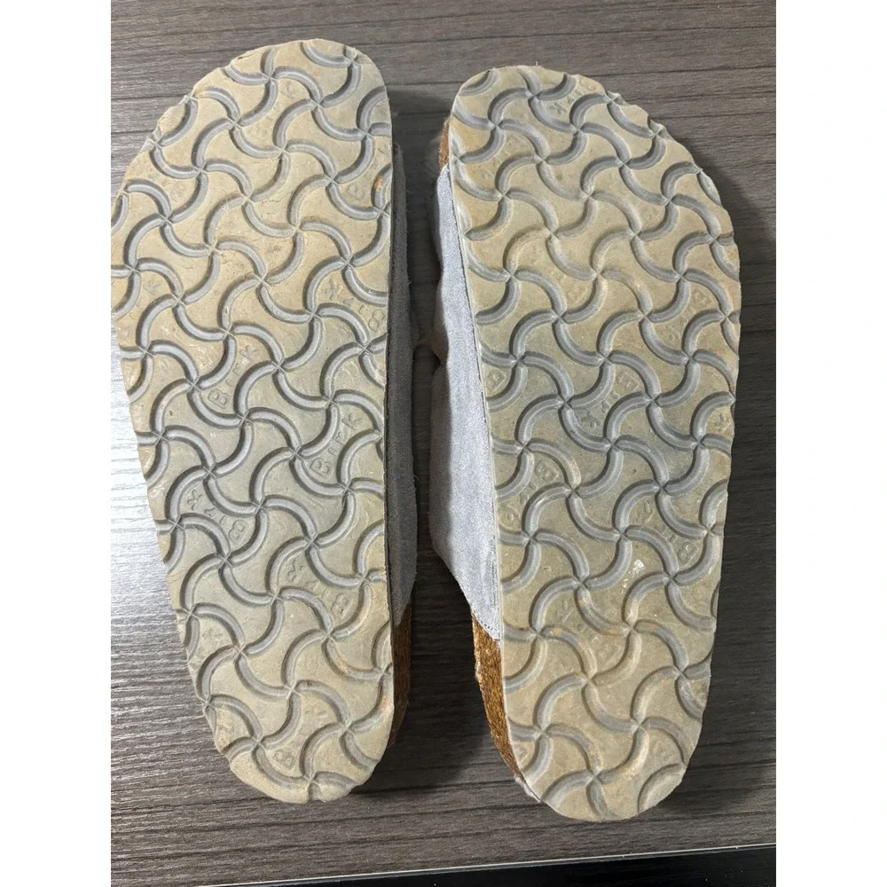 Birkenstock Arizona Shearling Suede Sandals in Gray‎ Women's Size 8 (39)
